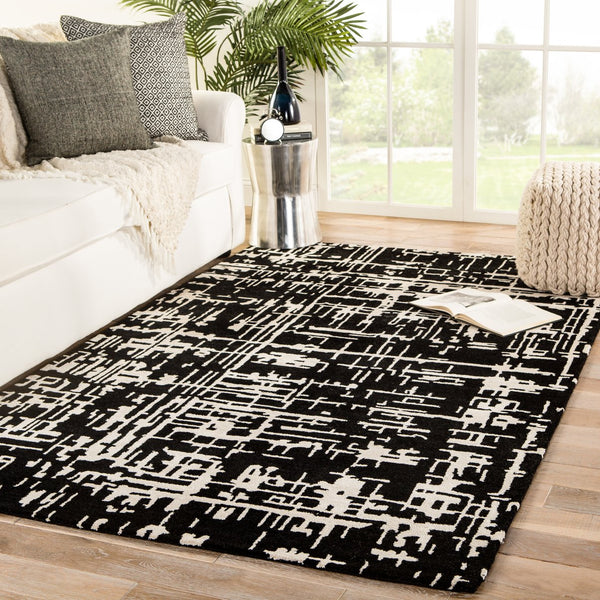 Jaipur Living Clayton Pals Cln16 Tufted Handmade 80% Wool 20% Viscose Geometric/Abstract Abstract Indoor Rug Black, Cream 80% Wool 20% Viscose, 100% Cotton Rug143935