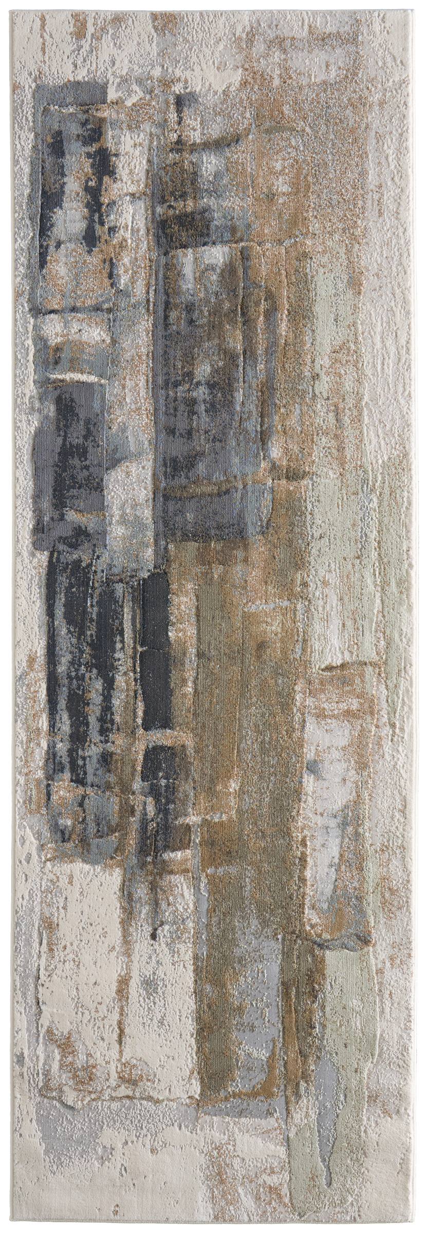 Feizy Rugs Clio Abstract Watercolor Runner Rug Power Loomed Turkish Polypropylene Hallway Accent CLO39LUFGRYMLTI1G