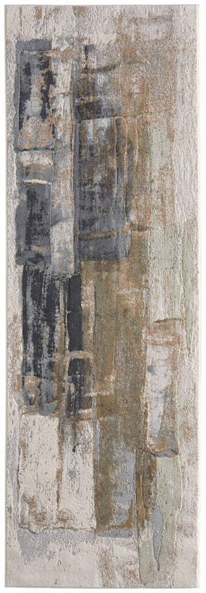Feizy Rugs Clio Abstract Watercolor Runner Rug Power Loomed Turkish Polypropylene Hallway Accent CLO39LUFGRYMLTI1G