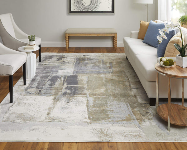Feizy Rugs Clio Abstract Watercolor Runner Rug Power Loomed Turkish Polypropylene Hallway Accent CLO39LUFGRYMLTI1G