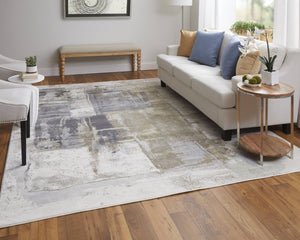 Feizy Rugs Clio Abstract Watercolor Runner Rug Power Loomed Turkish Polypropylene Hallway Accent CLO39LUFGRYMLTI1G