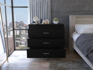 English Elm Melia minimalist three-drawer dresser with superior top, smooth metal handles and sturdy modern design Black 36.2 L x 20.5 W x 7.9 H B07092095