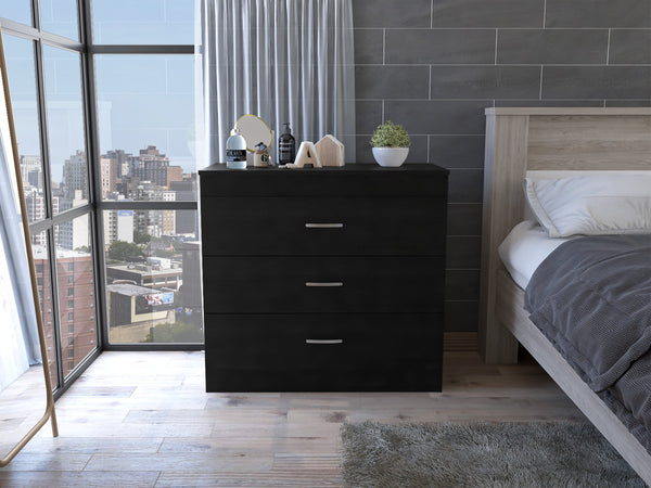 English Elm Melia minimalist three-drawer dresser with superior top, smooth metal handles and sturdy modern design Black 36.2 L x 20.5 W x 7.9 H B07092095