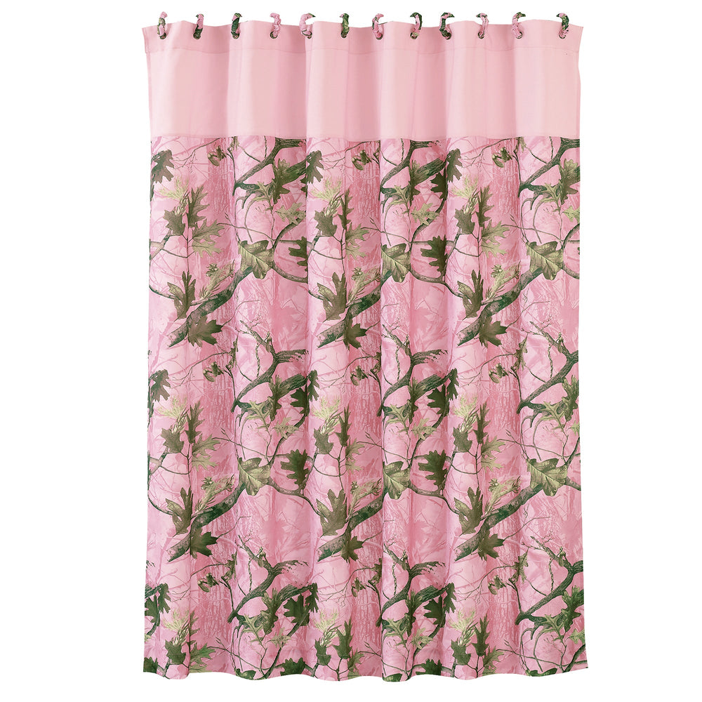 Hiend Accents Oak Camo Shower Curtain - Stylish Bathroom Decor With Unique Leafy Print And Durable Quality Design Pink,Green 100% Polyester Cm1002sc