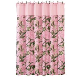 Hiend Accents Oak Camo Shower Curtain - Stylish Bathroom Decor With Unique Leafy Print And Durable Quality Design Pink,Green 100% Polyester Cm1002sc