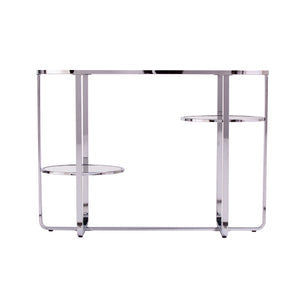 Safavieh Maxina Art Deco Mirrored Console Table With Iron Frame And Round Shelves For Entryway CM1080903