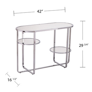 Safavieh Maxina Art Deco Mirrored Console Table With Iron Frame And Round Shelves For Entryway CM1080903