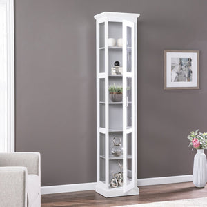 Safavieh Balterley Tall Glass Door Curio Cabinet With Six Shelves For Elegant Display WHITE CM1103524
