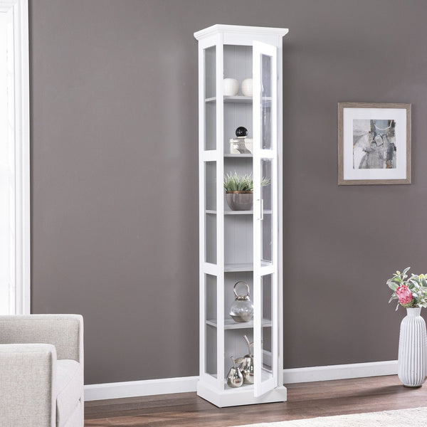 Safavieh Balterley Tall Glass Door Curio Cabinet With Six Shelves For Elegant Display WHITE CM1103524