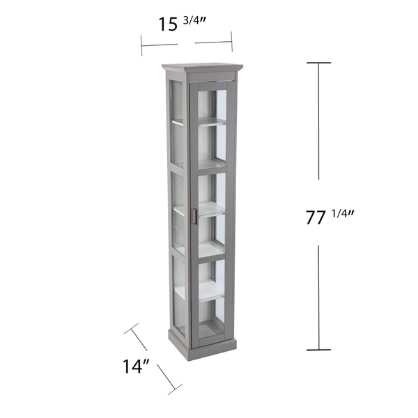 Safavieh Balterley Tall Glass Door Curio Cabinet With Six Shelves For Elegant Display GREY CM1103624