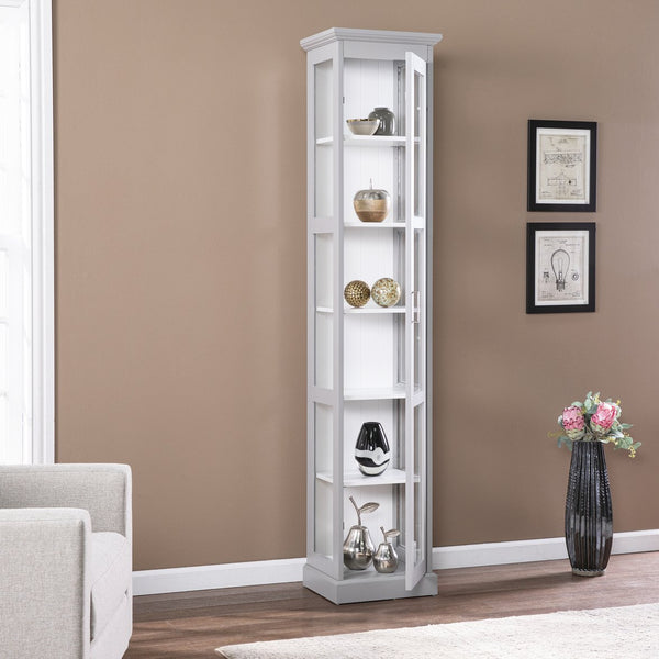 Safavieh Balterley Tall Glass Door Curio Cabinet With Six Shelves For Elegant Display GREY CM1103624