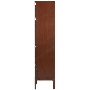 Safavieh Clairville Walnut Curio Bookcase With Glass Shelves For Living Room Or Home Office CM1270924