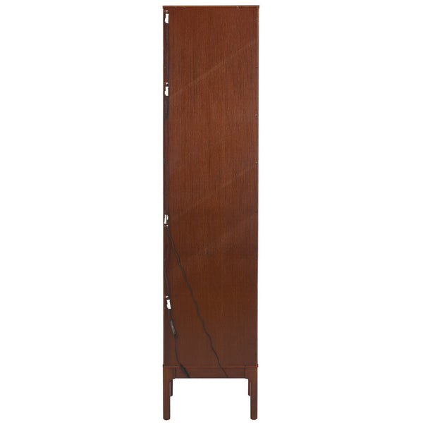 Safavieh Clairville Walnut Curio Bookcase With Glass Shelves For Living Room Or Home Office CM1270924