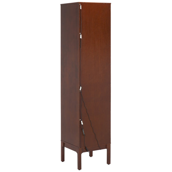 Safavieh Clairville Walnut Curio Bookcase With Glass Shelves For Living Room Or Home Office CM1270924