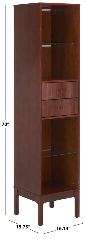 Safavieh Clairville Walnut Curio Bookcase With Glass Shelves For Living Room Or Home Office CM1270924