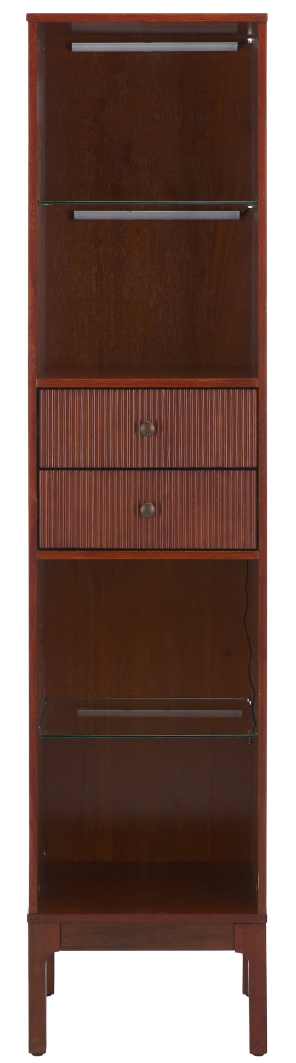 Safavieh Clairville Walnut Curio Bookcase With Glass Shelves For Living Room Or Home Office CM1270924