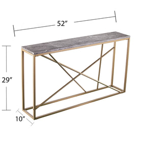 Safavieh Arendal Slim Console Table With Faux Marble Top And Iron Legs For Entryways GOLD CM1653