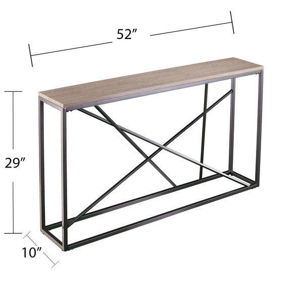 Safavieh Arendal Slim Console Table With Faux Marble Top And Iron Legs For Entryways GREY CM1654
