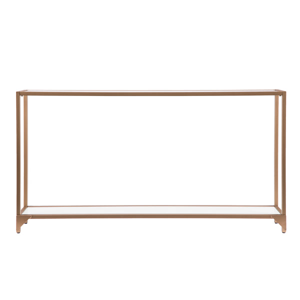Safavieh Bergen Slim Gold Iron Console Table With Tempered Glass Top For Entryway Or Sofa CM1656