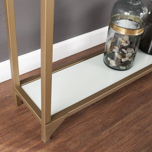 Safavieh Bergen Slim Gold Iron Console Table With Tempered Glass Top For Entryway Or Sofa CM1656