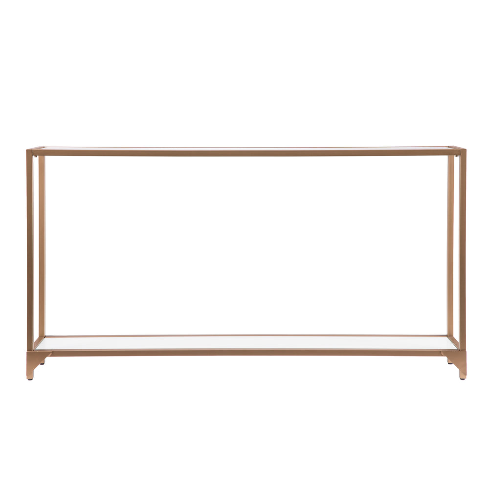Safavieh Bergen Slim Gold Iron Console Table With Tempered Glass Top For Entryway Or Sofa CM1656