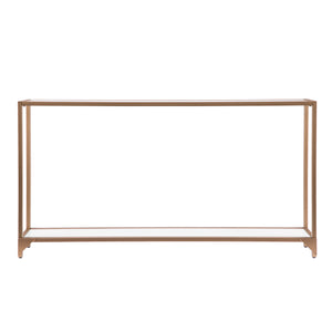 Safavieh Bergen Slim Gold Iron Console Table With Tempered Glass Top For Entryway Or Sofa CM1656