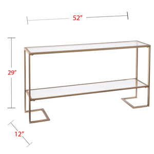 Safavieh Horten Glam Console Table With Gilded Iron Frame And Mirrored Glass Shelf For Entryways CM1659