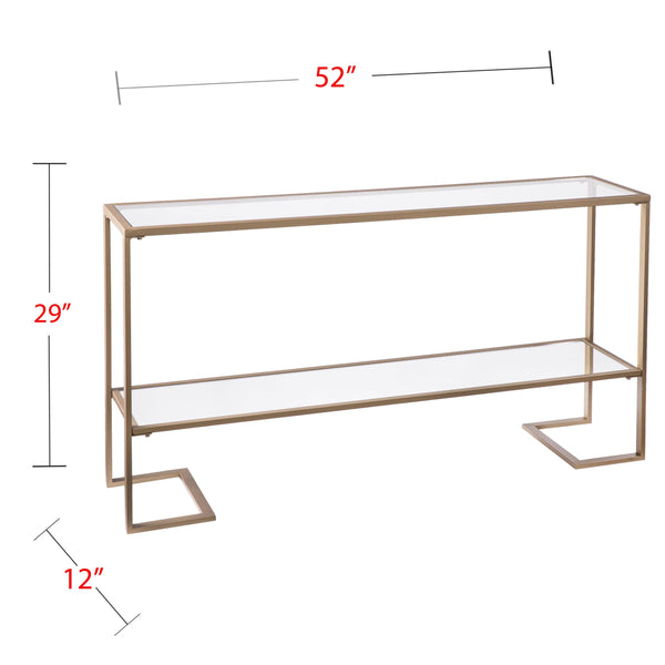 Safavieh Horten Glam Console Table With Gilded Iron Frame And Mirrored Glass Shelf For Entryways CM1659