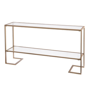 Safavieh Horten Glam Console Table With Gilded Iron Frame And Mirrored Glass Shelf For Entryways CM1659