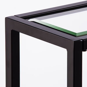 Safavieh Bergen Slim Iron Console Table With Tempered Glass Top For Entryways And Sofa Spaces CM2656