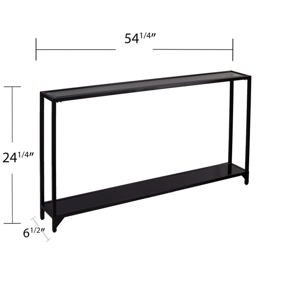 Safavieh Bergen Slim Iron Console Table With Tempered Glass Top For Entryways And Sofa Spaces CM2656