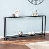 Safavieh Bergen Slim Iron Console Table With Tempered Glass Top For Entryways And Sofa Spaces CM2656