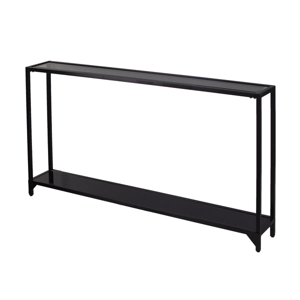 Safavieh Bergen Slim Iron Console Table With Tempered Glass Top For Entryways And Sofa Spaces CM2656