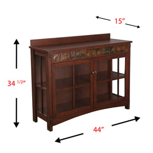 Safavieh Camino Mission Style Espresso Sideboard With Faux Slate Accents And Glass Display Doors CM2900