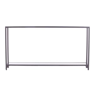 Safavieh Bergen Slim Iron And Tempered Glass Console Table With Mirrored Shelf For Entryway CM3656