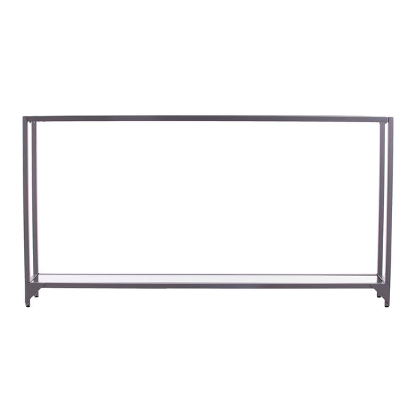 Safavieh Bergen Slim Iron And Tempered Glass Console Table With Mirrored Shelf For Entryway CM3656