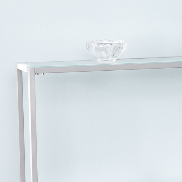 Safavieh Bergen Slim Iron And Tempered Glass Console Table With Mirrored Shelf For Entryway CM3656
