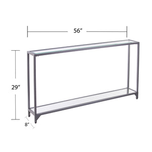 Safavieh Bergen Slim Iron And Tempered Glass Console Table With Mirrored Shelf For Entryway CM3656