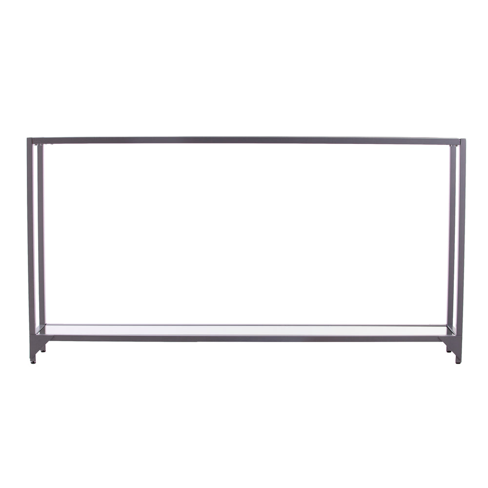 Safavieh Bergen Slim Iron And Tempered Glass Console Table With Mirrored Shelf For Entryway CM3656