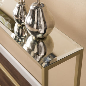 Safavieh Darrin Mirrored Top Iron Console Table Modern Minimalist Entryway Hallway Accent GOLD CM9296