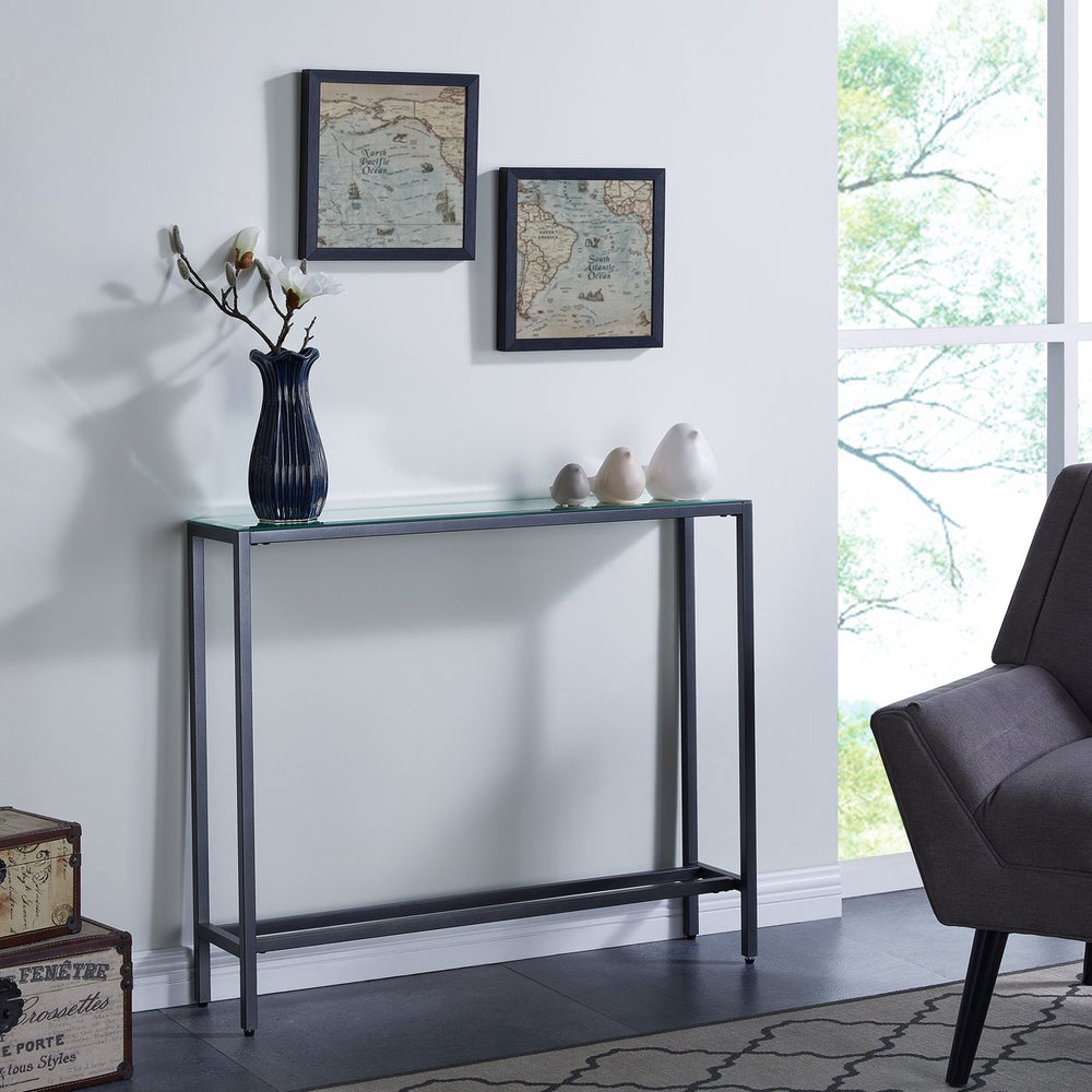 Safavieh Darrin Slim Iron Console Table With Beveled Mirror Top For Hallways And Entryways CM9397