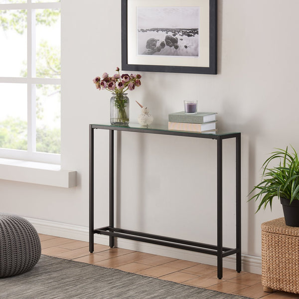 Safavieh Darrin Narrow Console Table With Beveled Mirrored Top For Entryways And Hallways BLACK CM9597