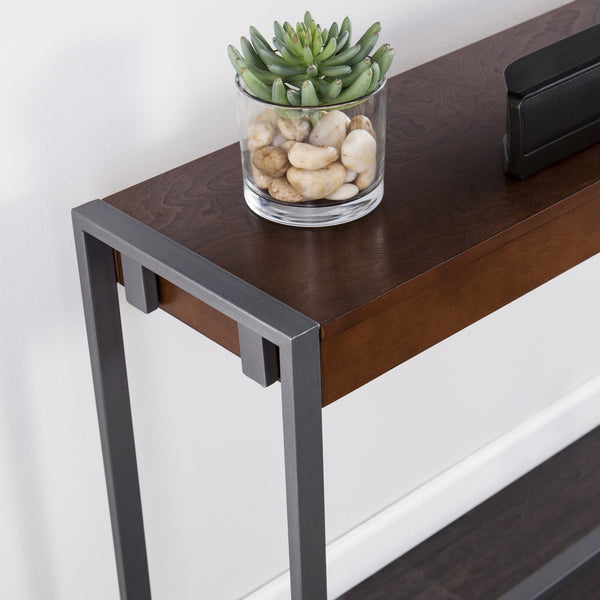 Safavieh Holly Martin Macen Industrial Console Table Birch Veneer Top With Powder Coated Iron Frame CM9912