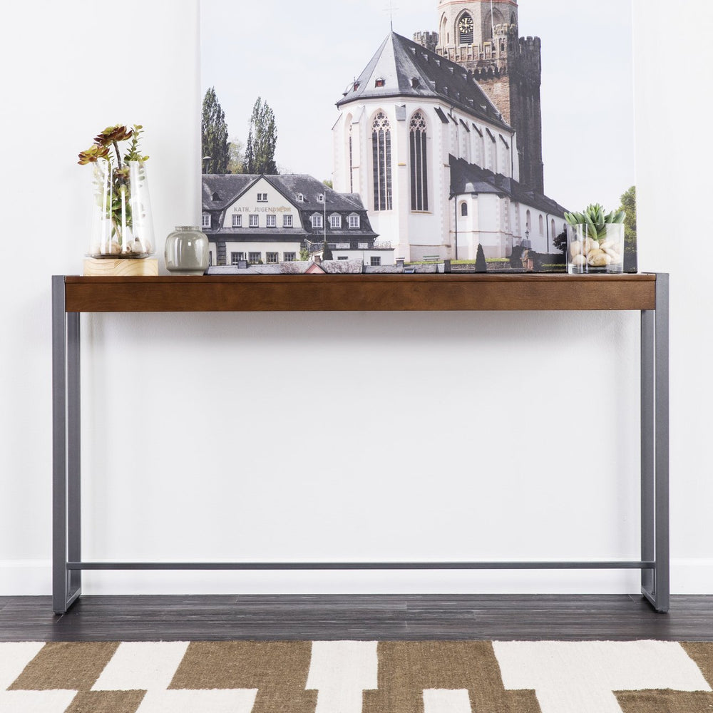 Safavieh Holly Martin Macen Industrial Console Table Birch Veneer Top With Powder Coated Iron Frame CM9912