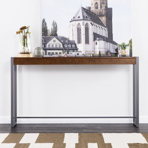 Safavieh Holly Martin Macen Industrial Console Table Birch Veneer Top With Powder Coated Iron Frame CM9912