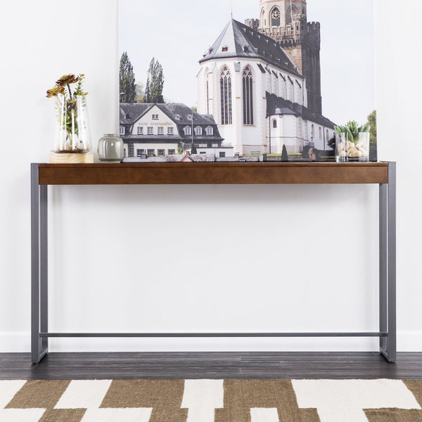 Safavieh Holly Martin Macen Industrial Console Table Birch Veneer Top With Powder Coated Iron Frame CM9912