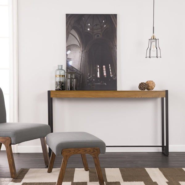 Safavieh Holly Martin Macen Industrial Console Table With Mdf Top And Black Metal Frame For Entryways CM9913