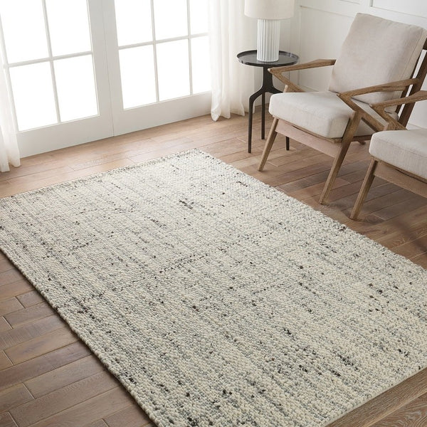 Jaipur Living Jaipur Cambridge Handwoven Wool Runner 3X9 In Ivory White Gray Tweed Texture — Midcentury Charm RUG165469