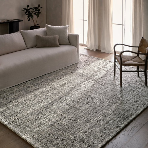 Jaipur Living Jaipur Handwoven Wool Runner 3'X9' — Charcoal Basket-Weave Texture, Durable Natural Fiber Rug Gray RUG165497