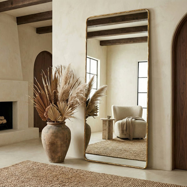 Safavieh Jessa Tall Brass Metal Frame Floor Mirror with Sleek Reflective Surface for Any Room CMI1011A